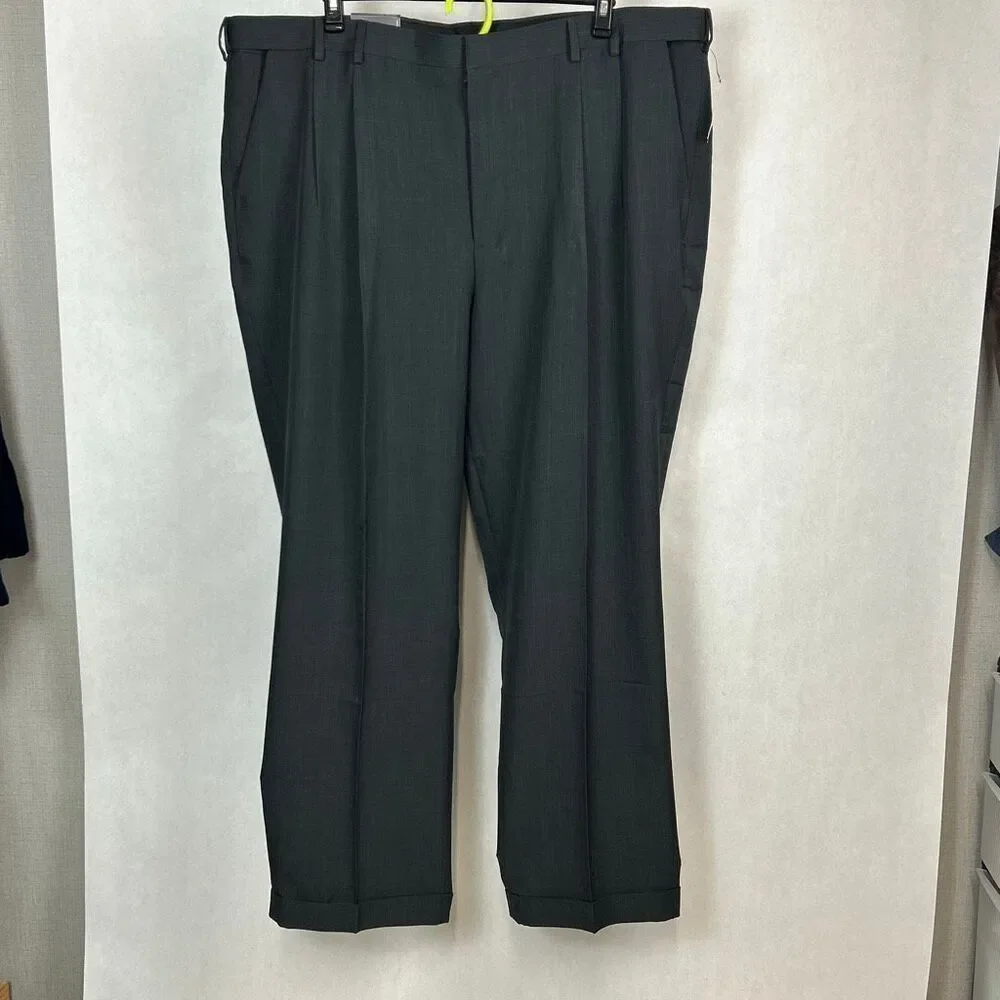 NEW Van Heusen Men’s Pants Slacks Gray Sz 46x32 Big & Tall Flex Waistband Premiu
